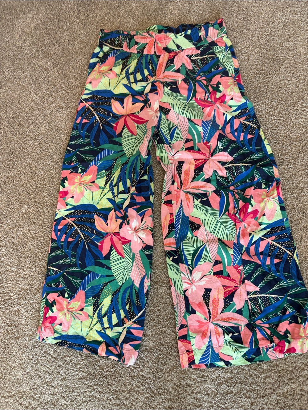 Girls Tropical Floral Wide-Leg Bottoms - Multicolor